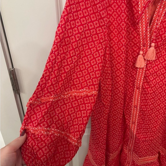 Vineyard Vines Vineyard Tile Print red long sleeve dress size S - Picture 6 of 13